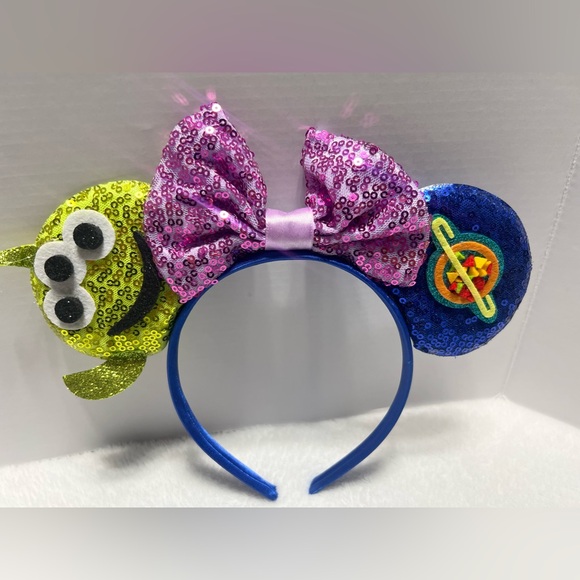 Minnie Mouse Ears headband Disney Toy Story Alien Themed Inspired Sequins Design - Picture 2 of 8